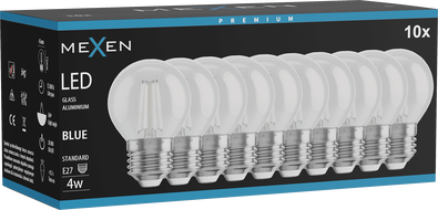 Mexen Vintis 10x LED Filament Bulb E27, G45, 4W, 55 lm, Blue - L156-E27-04XX-47x10