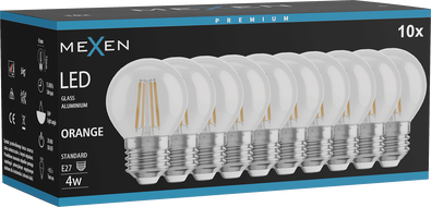Mexen Vintis 10x LED Filament Bulb E27, G45, 4W, 55 lm, orange - L156-E27-04XX-48x10