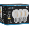 Mexen Vintis 3x LED Filament Bulb E27, G45, 2W, Warm - 2700K, 240 lm, clear - L156-E27-0227-00x03