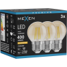 Mexen Vintis 3x LED filament bulb E27, G45, 4W, Warm - 2200K, 400 lm, amber - L156-E27-0422-50x03