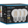 Mexen Vintis 3x LED filament bulb E27, G45, 4W, Warm - 2700K, 470 lm, clear - L156-E27-0427-00x03