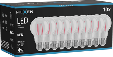 Mexen Vintis 10x LED filament bulb E27, A60, 4W, 55 lm, red - L150-E27-04XX-45x10