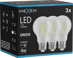 Mexen Vintis 3x LED Filament Bulb E27, A60, 4W, 55 lm, green - L150-E27-04XX-46x03