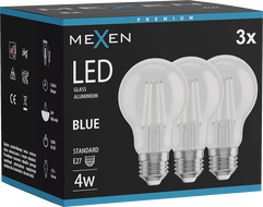 Mexen Vintis 3x LED filament bulb E27, A60, 4W, 55 lm, blue - L150-E27-04XX-47x03
