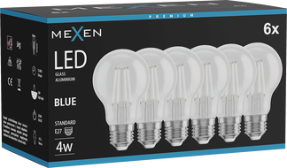 Mexen Vintis 6x LED Filament Bulb E27, A60, 4W, 55 lm, blue - L150-E27-04XX-47x06
