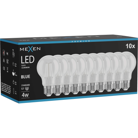 Mexen Vintis 10x LED Filament Bulb E27, A60, 4W, 55 lm, blue - L150-E27-04XX-47x10