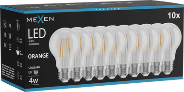 Mexen Vintis 10x LED Filament Bulb E27, A60, 4W, 55 lm, orange - L150-E27-04XX-48x10