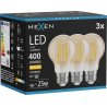 Mexen Vintis 3x LED Filament Bulb E27, A60, 4W, Warm - 2700K, 400 lm, amber - L150-E27-0427-50x03