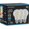 Mexen Vintis 3x LED filament bulb E27, A60, 4W, Cold - 6500K, 470 lm, clear - L150-E27-0465-00x03