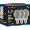 Mexen Vintis 3x LED Filament Bulb E27, A60, 6W, Warm - 2200K, 450 lm, smoke - L150-E27-0622-70x03