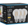 Mexen Vintis 3x LED Filament Bulb E27, A60, 6W, Warm - 2700K, 720 lm, Clear - L150-E27-0627-00x03