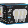 Mexen Vintis 3x LED Filament Bulb E27, A60, 6W, Cool - 6500K, 720 lm, clear - L150-E27-0665-00x03