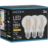 Mexen Vintis 3x Filament LED Bulb E27, A60, 8W, Warm - 2200K, 1055 lm, clear - L150-E27-0822-00x03