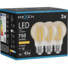 Mexen Vintis 3x LED Filament Bulb E27, A60, 8W, Warm - 2200K, 750 lm, amber - L150-E27-0822-50x03