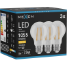 Mexen Vintis 3x LED Filament Bulb E27, A60, 8W, Warm - 2700K, 1055 lm, clear - L150-E27-0827-00x03