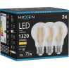 Mexen Vintis 3x LED Filament Bulb E27, A60, 10W, Warm - 2700K, 1320 lm, clear - L150-E27-1027-00x03