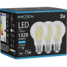 Mexen Vintis 3x LED Filament Bulb E27, A60, 10W, Cool - 6500K, 1320 lm, clear - L150-E27-1065-00x03