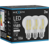 Mexen Vintis 3x LED Filament Bulb E27, A60, 12W, Neutral - 4000K, 1585 lm, clear - L150-E27-1240-00x03