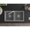 Mexen Mario Granite double bowl sink with Rita kitchen faucet, gray - 6504-71-670300-00