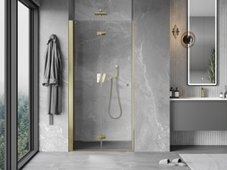 Mexen Mist-F folding shower door left 75 cm, transparent, gold - 8A6-075-000-50-00-L
