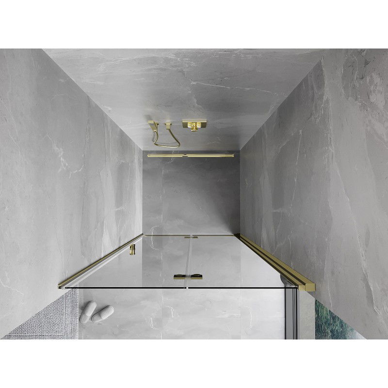 Mexen Mist-F folding shower door right 75 cm, transparent, gold - 8A6-075-000-50-00-P