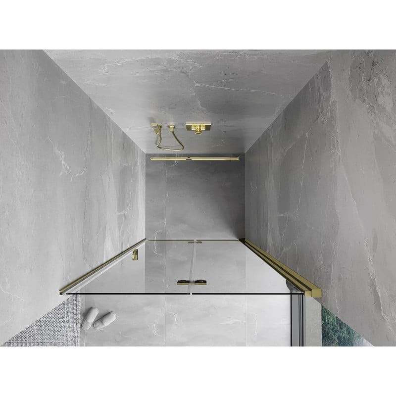 Mexen Mist-F folding shower door right 80 cm, transparent, gold - 8A6-080-000-50-00-P