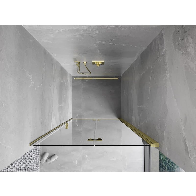 Mexen Mist-F folding shower door right 90 cm, transparent, brushed gold - 8A6-090-000-55-00-P