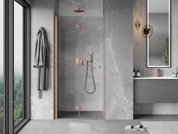 Mexen Mist-F Foldable Shower Door Left 75 cm, Transparent, Brushed Copper - 8A6-075-000-65-00-L