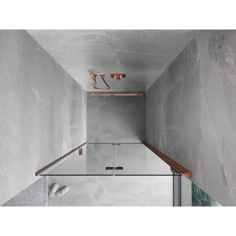 Mexen Mist-F folding shower door right 60 cm, transparent, brushed copper - 8A6-060-000-65-00-P
