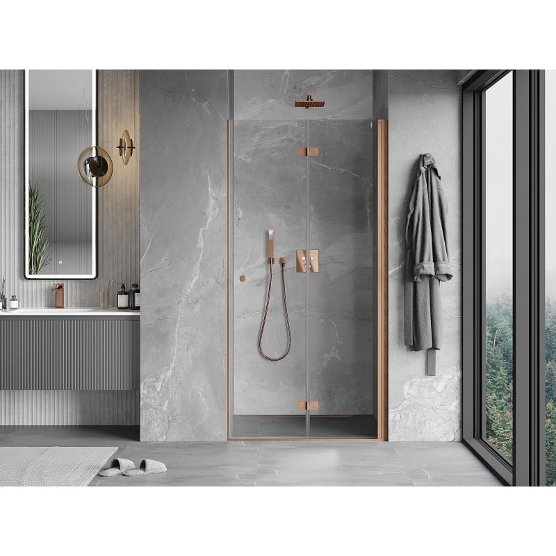 Mexen Mist-F foldable shower door right 70 cm, transparent, brushed copper - 8A6-070-000-65-00-P