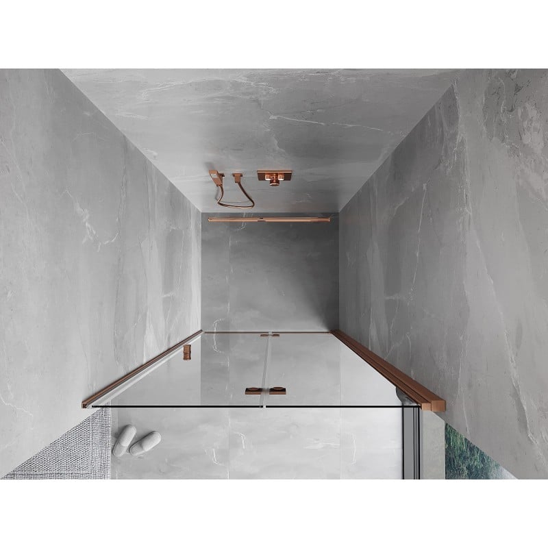 Mexen Mist-F foldable shower door right 75 cm, transparent, brushed copper - 8A6-075-000-65-00-P