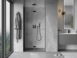 Mexen Mist-F folding shower door left 65 cm, transparent, black - 8A6-065-000-70-00-L