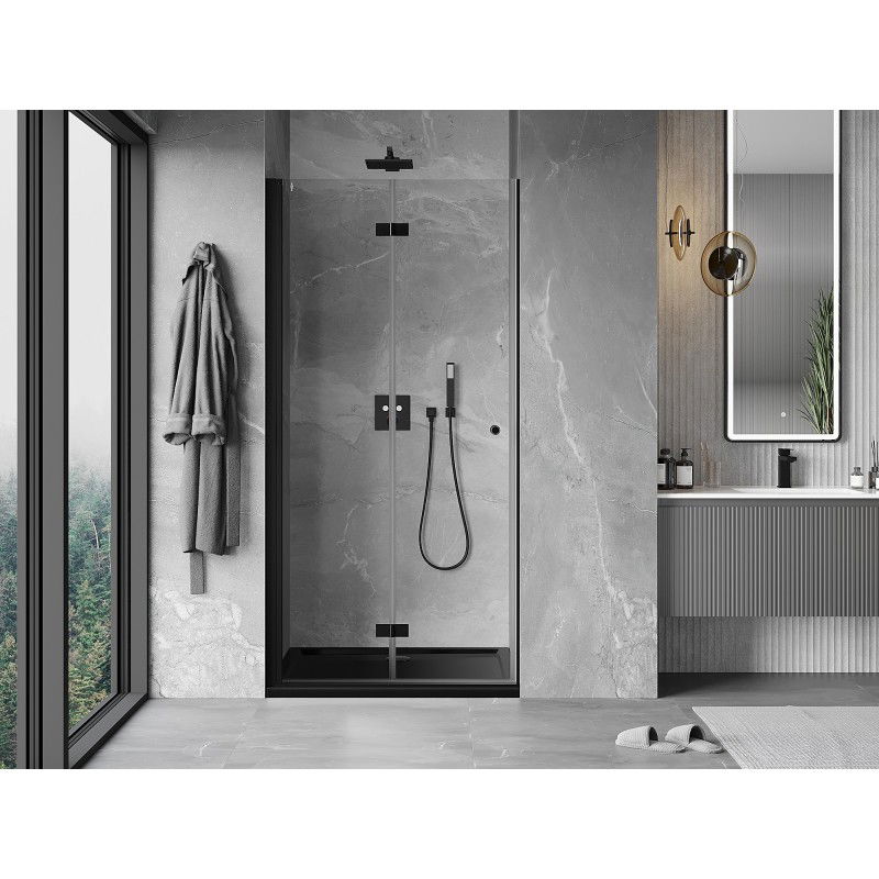 Mexen Mist-F folding shower door left 115 cm, transparent, black - 8A6-115-000-70-00-L