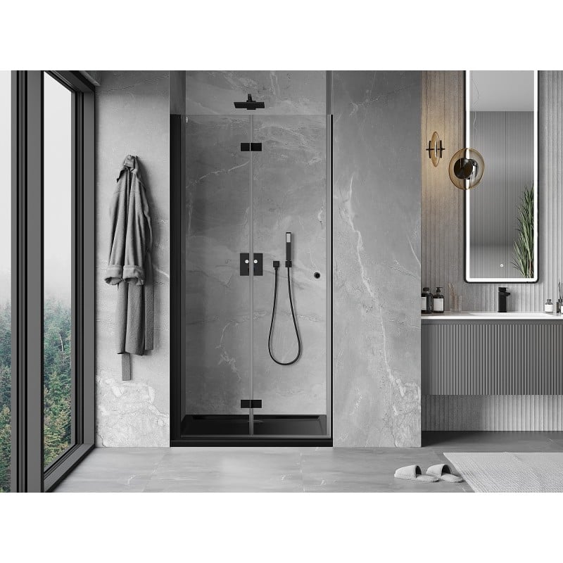 Mexen Mist-F 120 cm Left Folding Shower Door, Transparent, Black - 8A6-120-000-70-00-L
