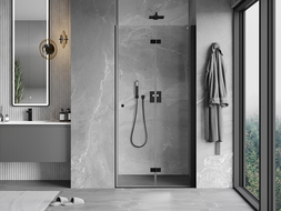 Mexen Mist-F folding shower door right 60 cm, transparent, black - 8A6-060-000-70-00-P