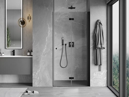 Mexen Mist-F right folding shower door 115 cm, transparent, black - 8A6-115-000-70-00-P