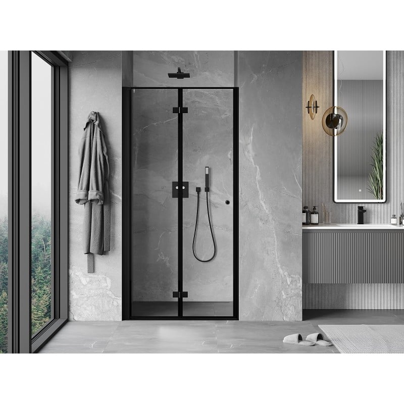 Mexen Mist-F folding shower door left 60 cm, black frame, black - 8A6-060-000-70-70-L