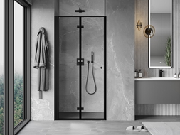 Mexen Mist-F 70 cm Left Folding Shower Door, Black Frame, Black - 8A6-070-000-70-70-L