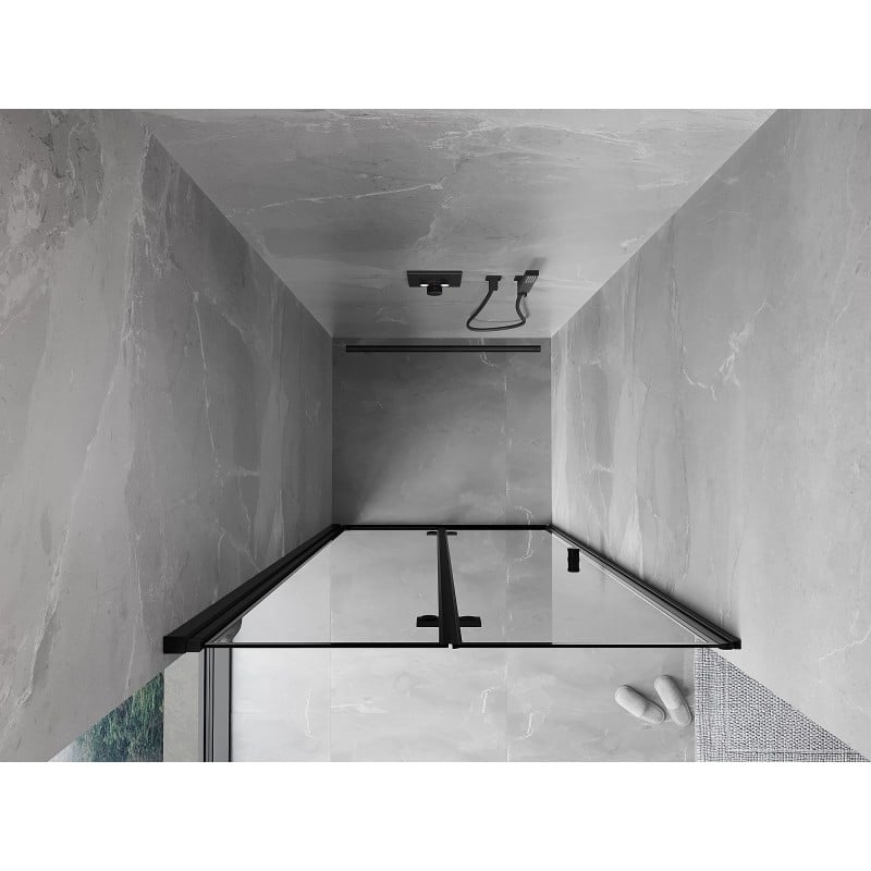 Mexen Mist-F left folding shower door 110 cm, black frame, black - 8A6-110-000-70-70-L