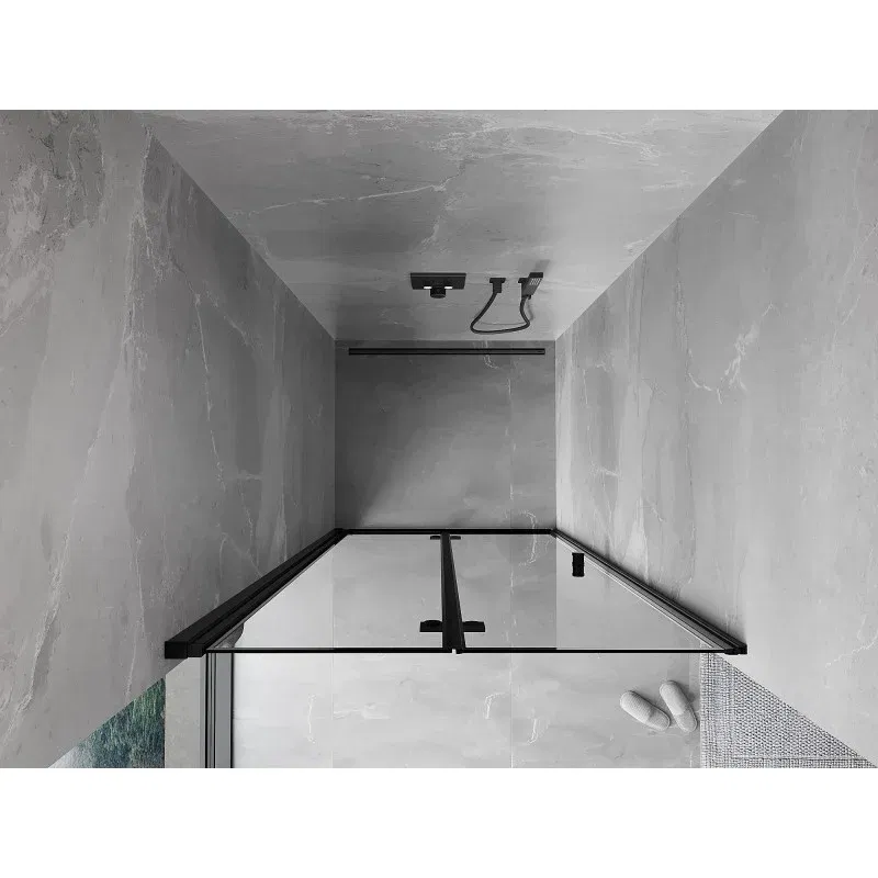 Mexen Mist-F folding shower door left 120 cm, black frame, black - 8A6-120-000-70-70-L