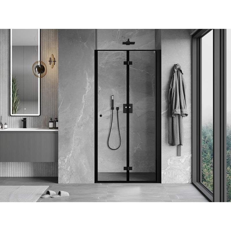 Mexen Mist-F folding shower door right 85 cm, black frame, black - 8A6-085-000-70-70-P