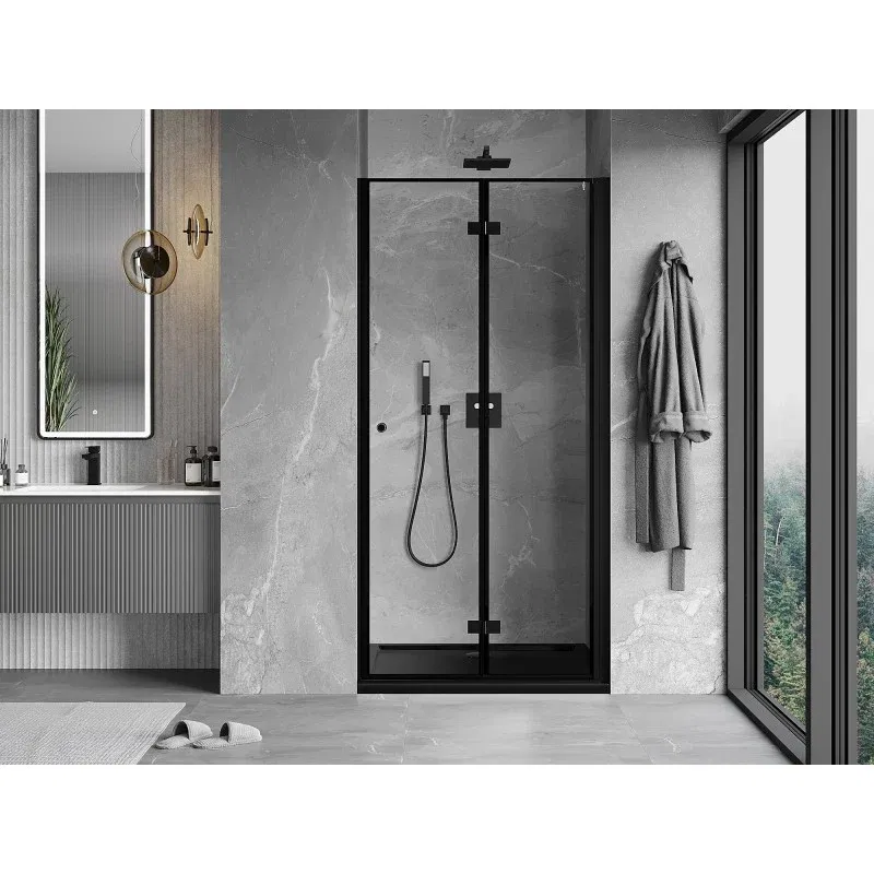 Mexen Mist-F folding shower door right 95 cm, black frame, black - 8A6-095-000-70-70-P
