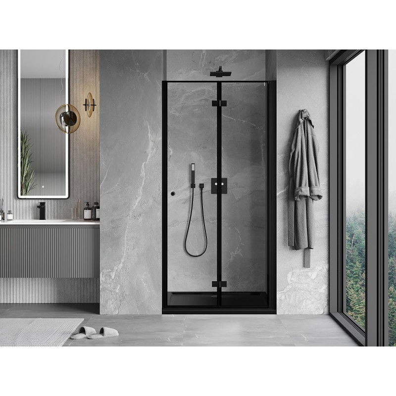 Mexen Mist-F folding shower door right 120 cm, black frame, black - 8A6-120-000-70-70-P