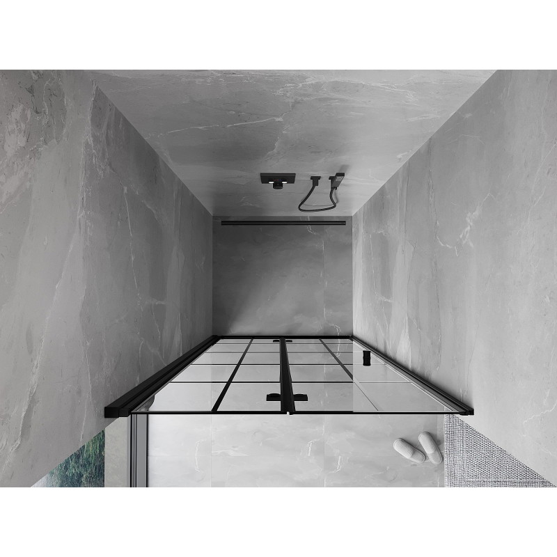 Mexen Mist-F folding shower door left 60 cm, black grid, black - 8A6-060-000-70-77-L