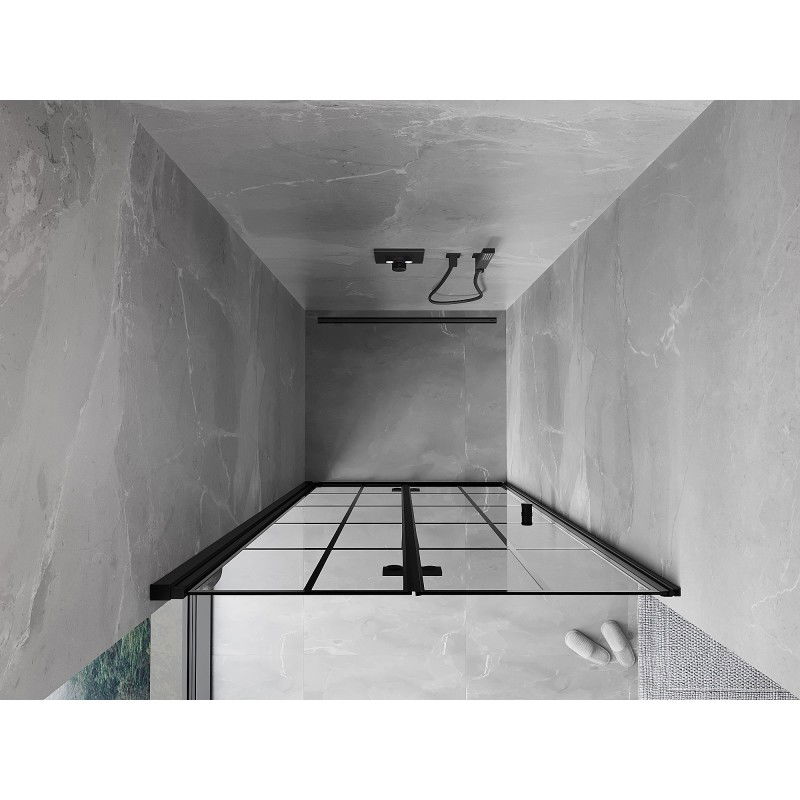 Mexen Mist-F foldable shower door left 70 cm, black grid, black - 8A6-070-000-70-77-L