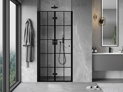 Mexen Mist-F foldable shower door left 70 cm, black grid, black - 8A6-070-000-70-77-L