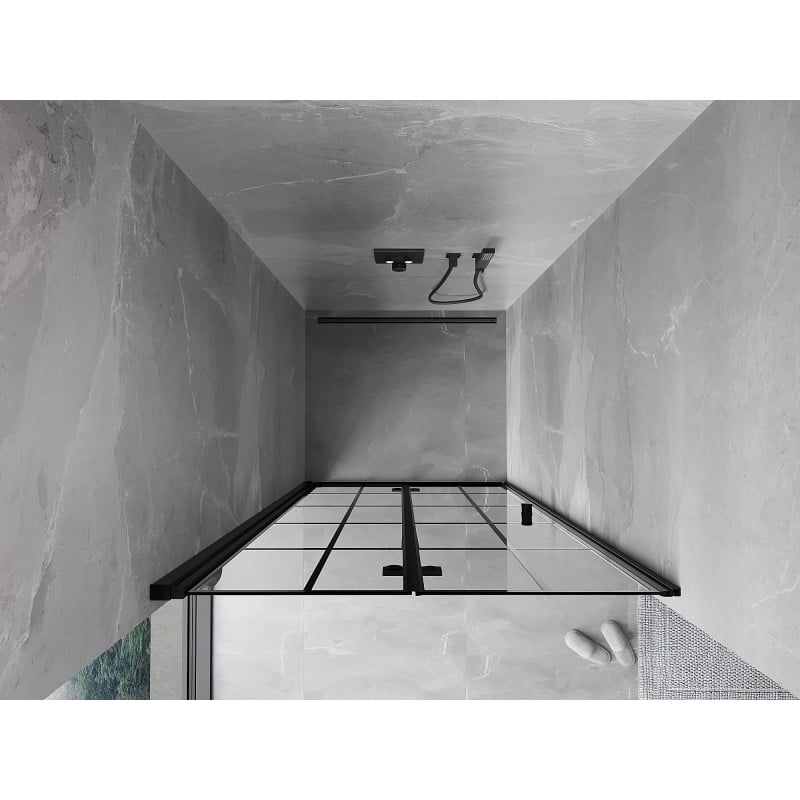 Mexen Mist-F folding shower door left 85 cm, black grid, black - 8A6-085-000-70-77-L