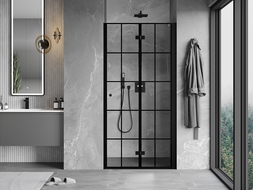 Mexen Mist-F folding shower door right 60 cm, black grid, black - 8A6-060-000-70-77-P
