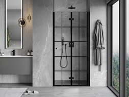 Mexen Mist-F folding shower doors right 80 cm, black grid, black - 8A6-080-000-70-77-P