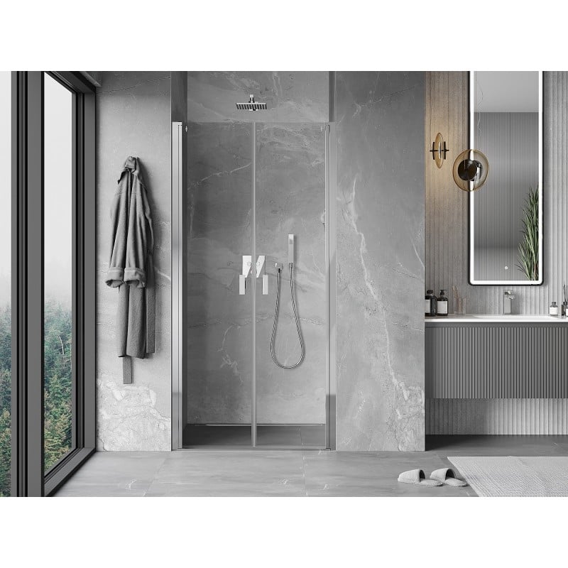 Mexen Mist 85 cm Pivot Shower Door, Transparent, Chrome - 8A7-085-000-01-00